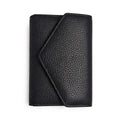 Portafoglio compatto Pito’s|Bag in vera pelle martellata nera con chiusura a busta, ideale per borse piccole.
