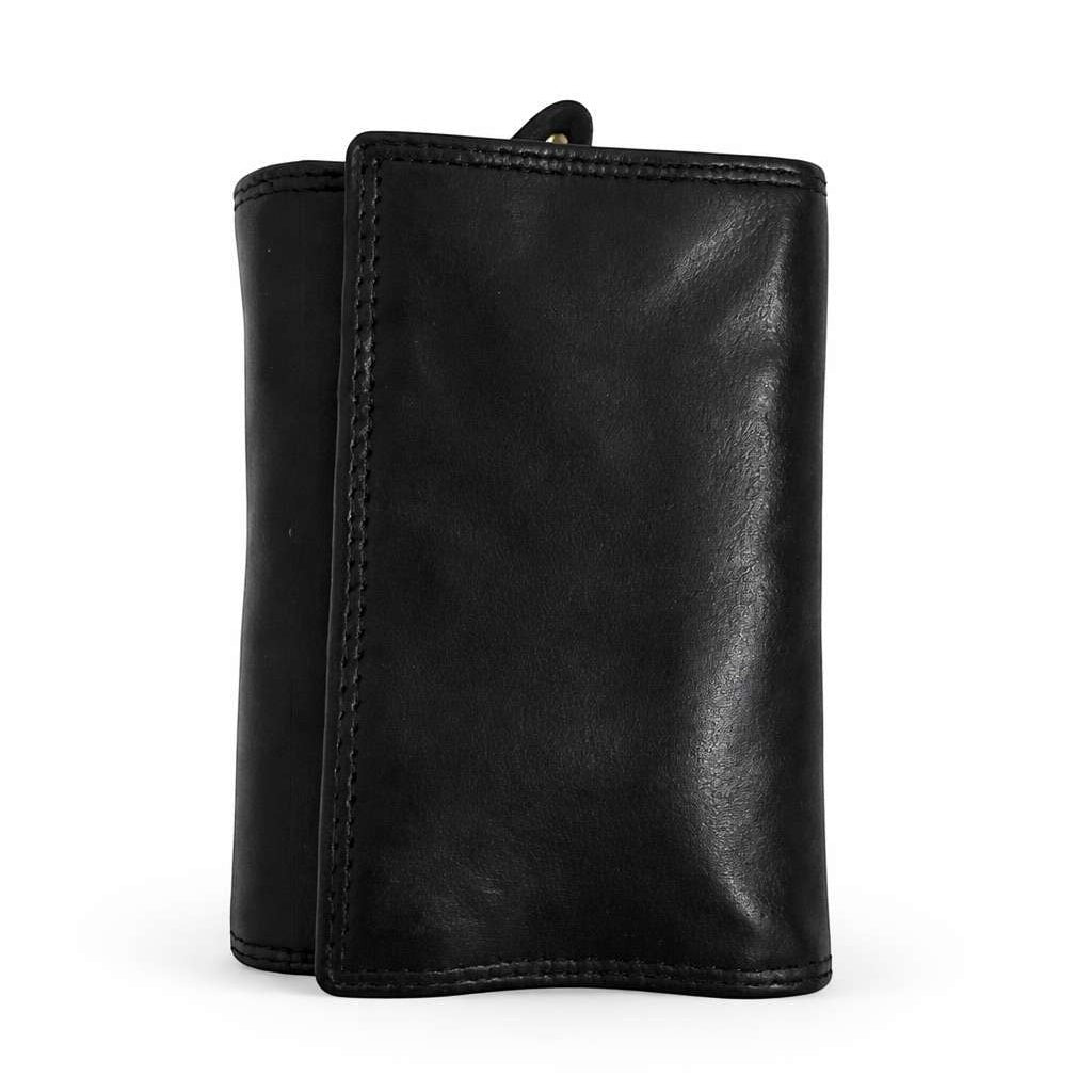 Portafoglio donna Pito’s|Bag in vera pelle nera effetto vintage, compatto e organizzato con chiusura a scatto.