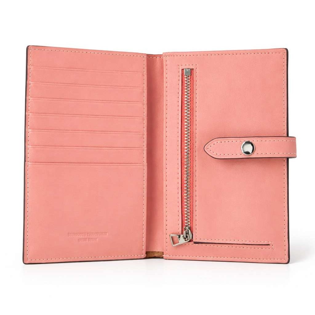 Portafoglio donna Pito’s|Bag in vera pelle rosa, design bicolore con scomparti per tessere, monete e banconote.