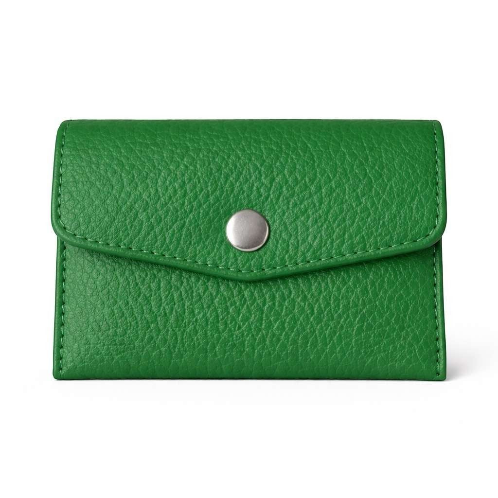 Portafoglio slim Pito’s|Bag in vera pelle italiana verde con chiusura a scatto, design compatto ed elegante.