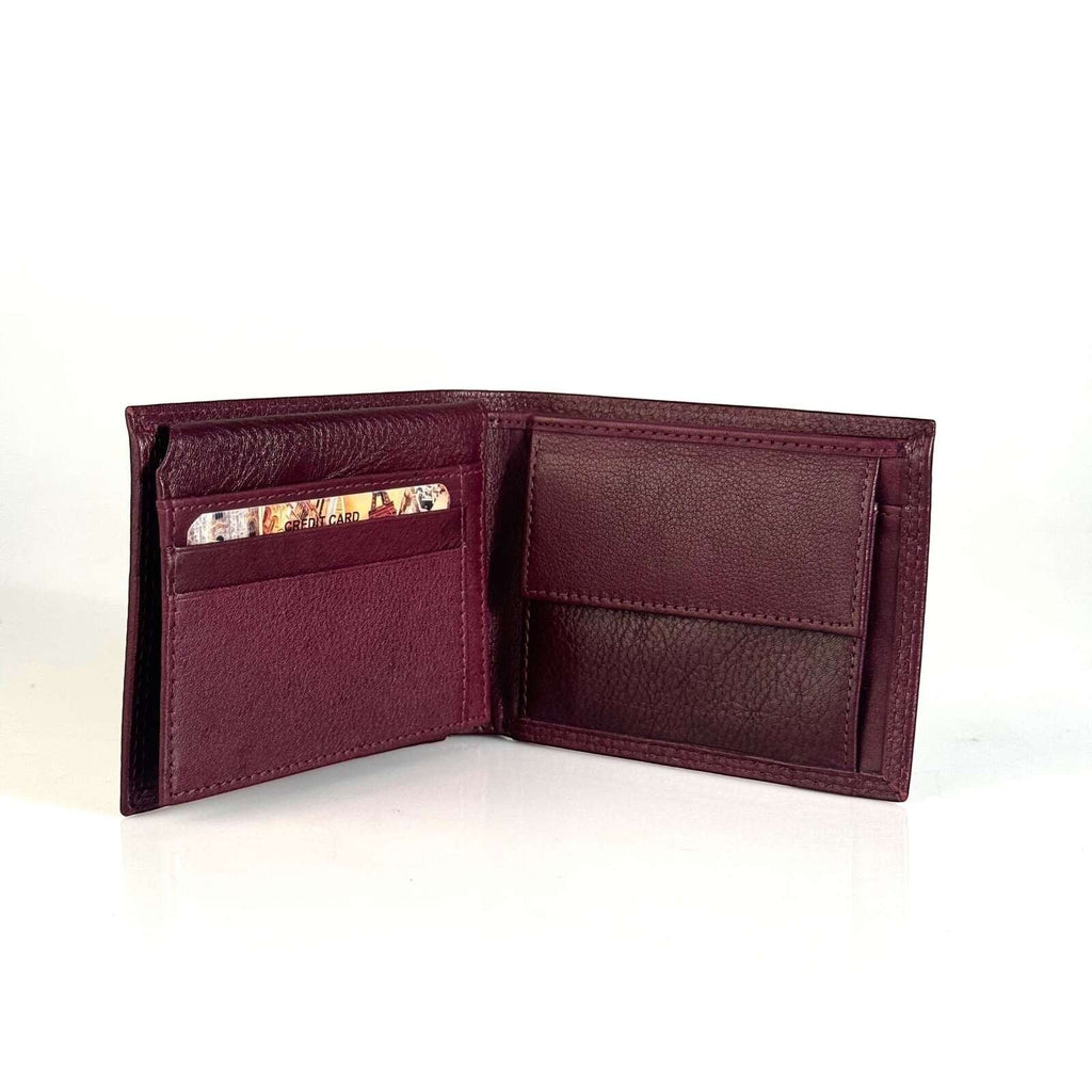 Portafoglio uomo Pito’s|Bag small in pelle bordeaux con portamonete e slot per carte, design sottile e artigianale