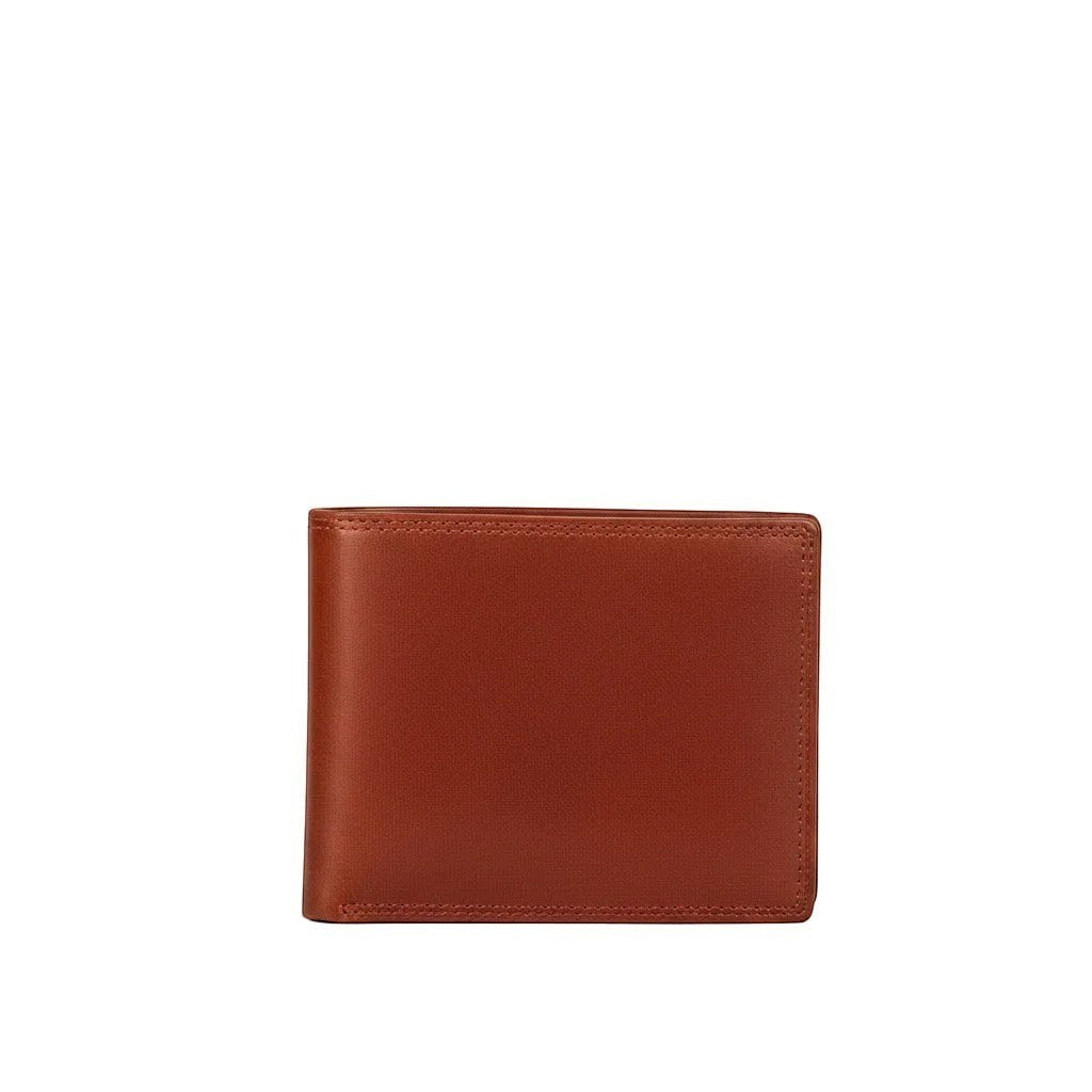 Portafoglio uomo Pito’s|Bag Leonardo in vera pelle di vitello color cuoio con design essenziale e compatto