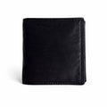 Portafoglio uomo Pito’s|Bag in pelle nera effetto vintage, compatto con apertura a soffietto e chiusura a bottone