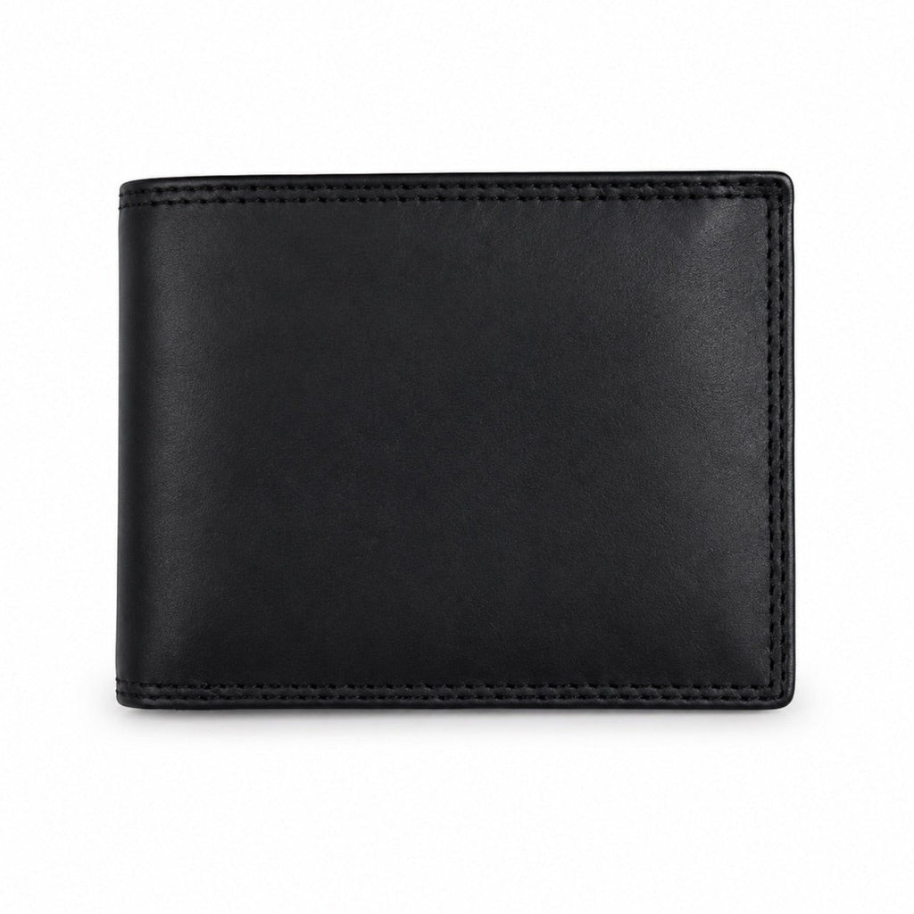 Portafoglio uomo Pito’s|Bag compatto in pelle nera vintage con cuciture a vista e design essenziale