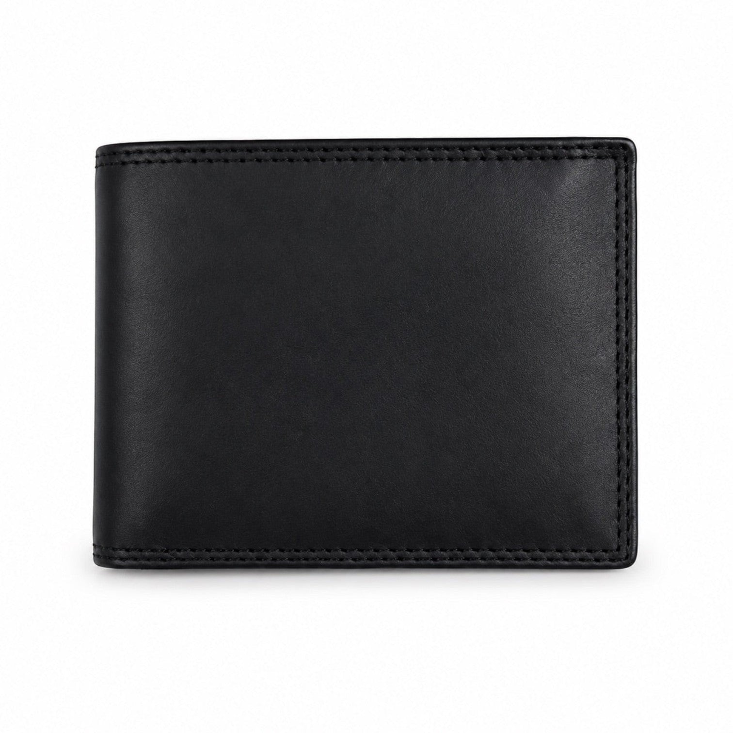 Portafoglio uomo Pito’s|Bag compatto in pelle nera vintage con cuciture a vista e design essenziale
