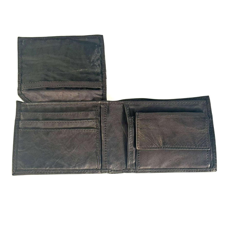 Portafoglio Pito’s|Bag da uomo in pelle di vitello nera tinta in capo con scomparti per tessere, banconote e monete.