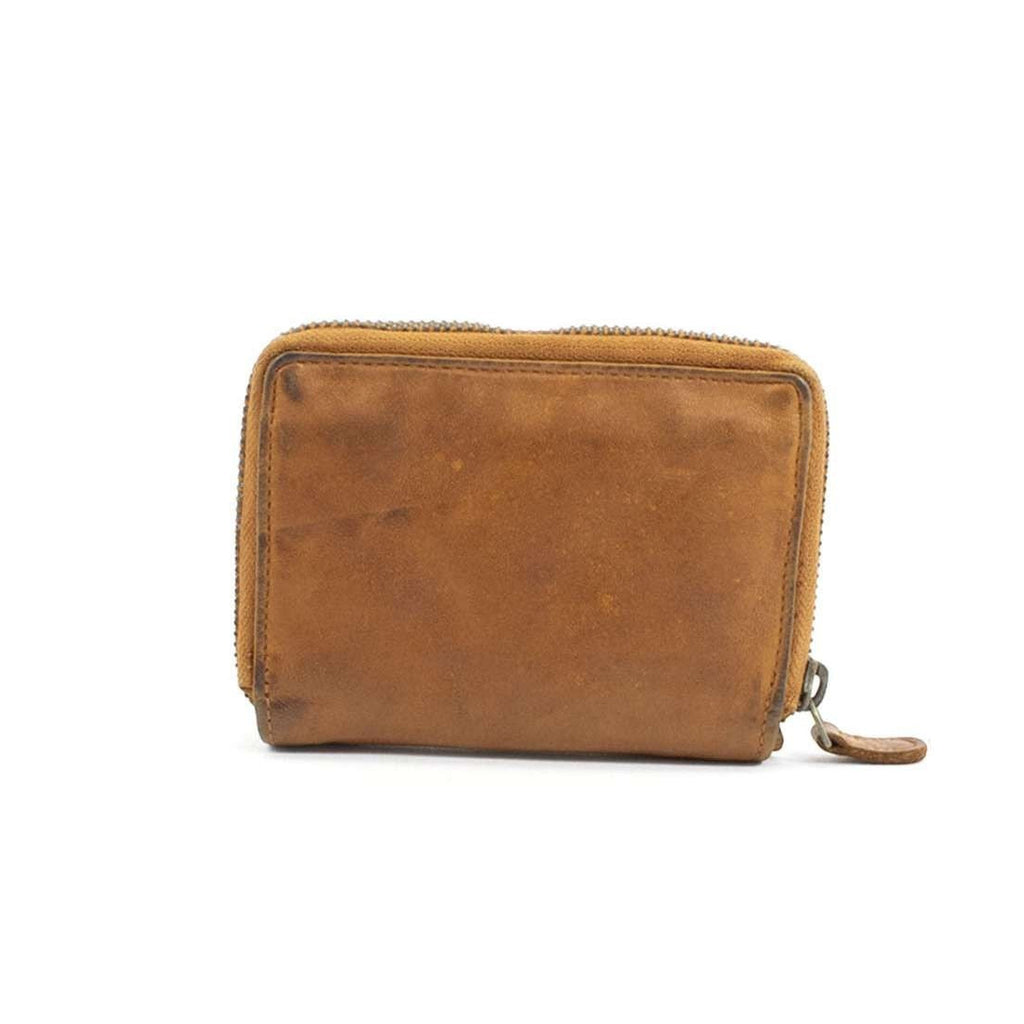 Portafoglio unisex Pito’s|Bag in pelle di vitello lavato color cuoio con chiusura a zip e stile vintage