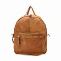 Zaino Pito’s|Bag grande in vera pelle di vitello color cuoio con tasca frontale e dettagli in ottone, fatto in Italia