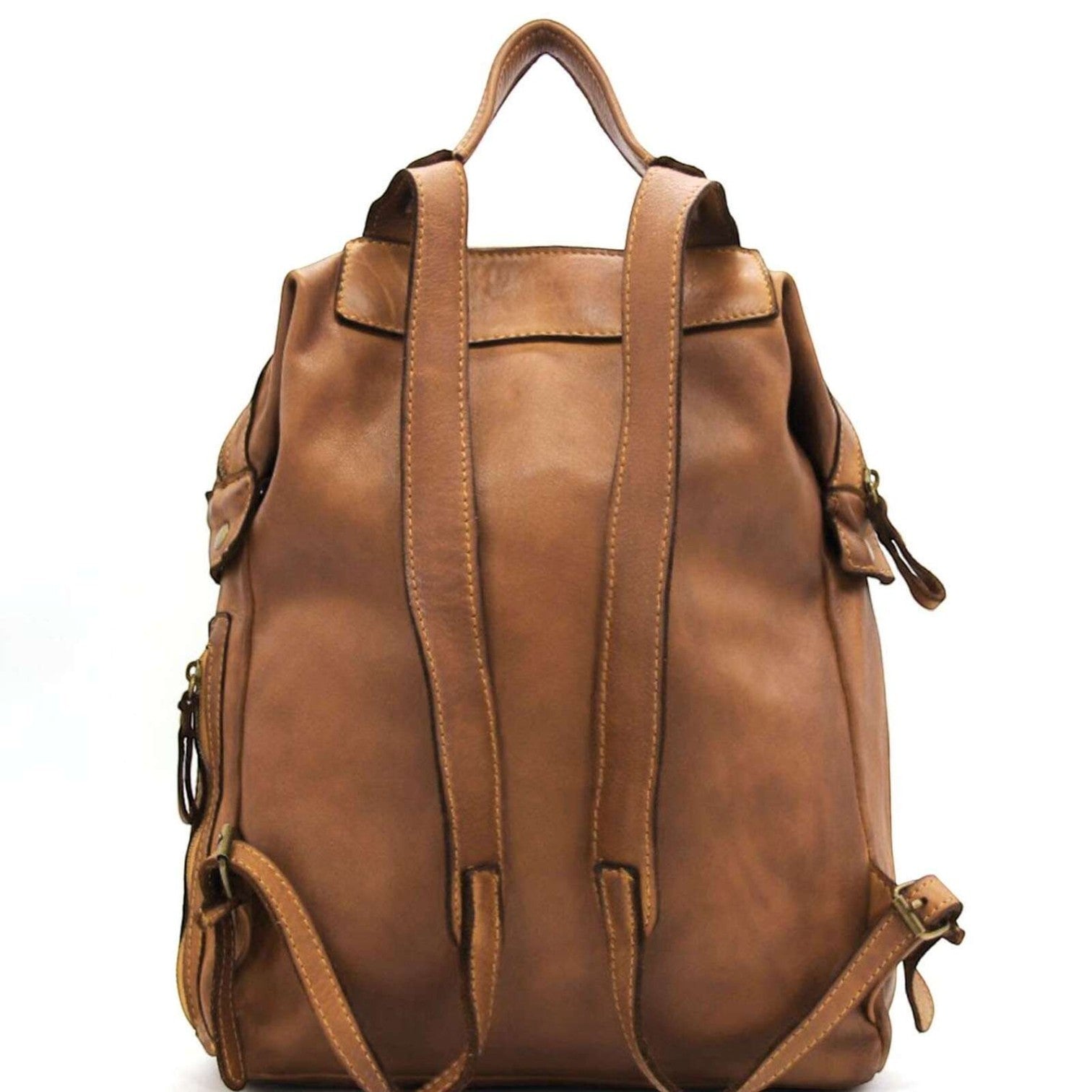 Zaino unisex Pito’s|Bag in pelle di vitello testa di moro, lavorazione artigianale toscana con spallacci regolabili.