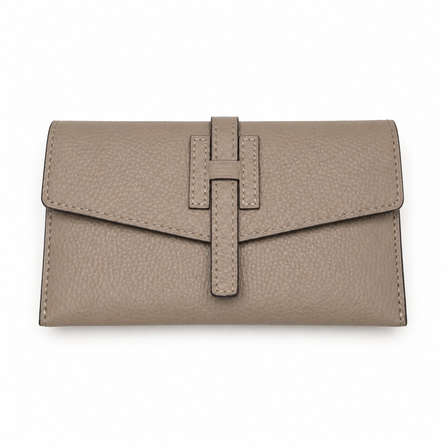 Pochette Pito’s|Bag Miny Miny in vera pelle martellata color tortora con chiusura a pressione e design elegante