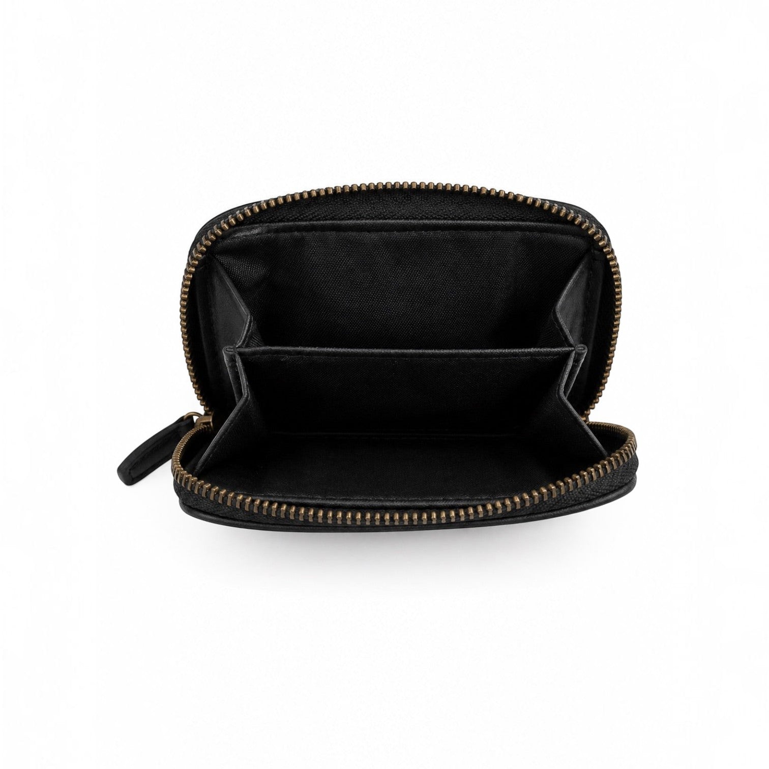 Portafoglio donna Pito’s|Bag Miss in pelle nera con scomparto portamonete interno a zip e dettagli in ottone