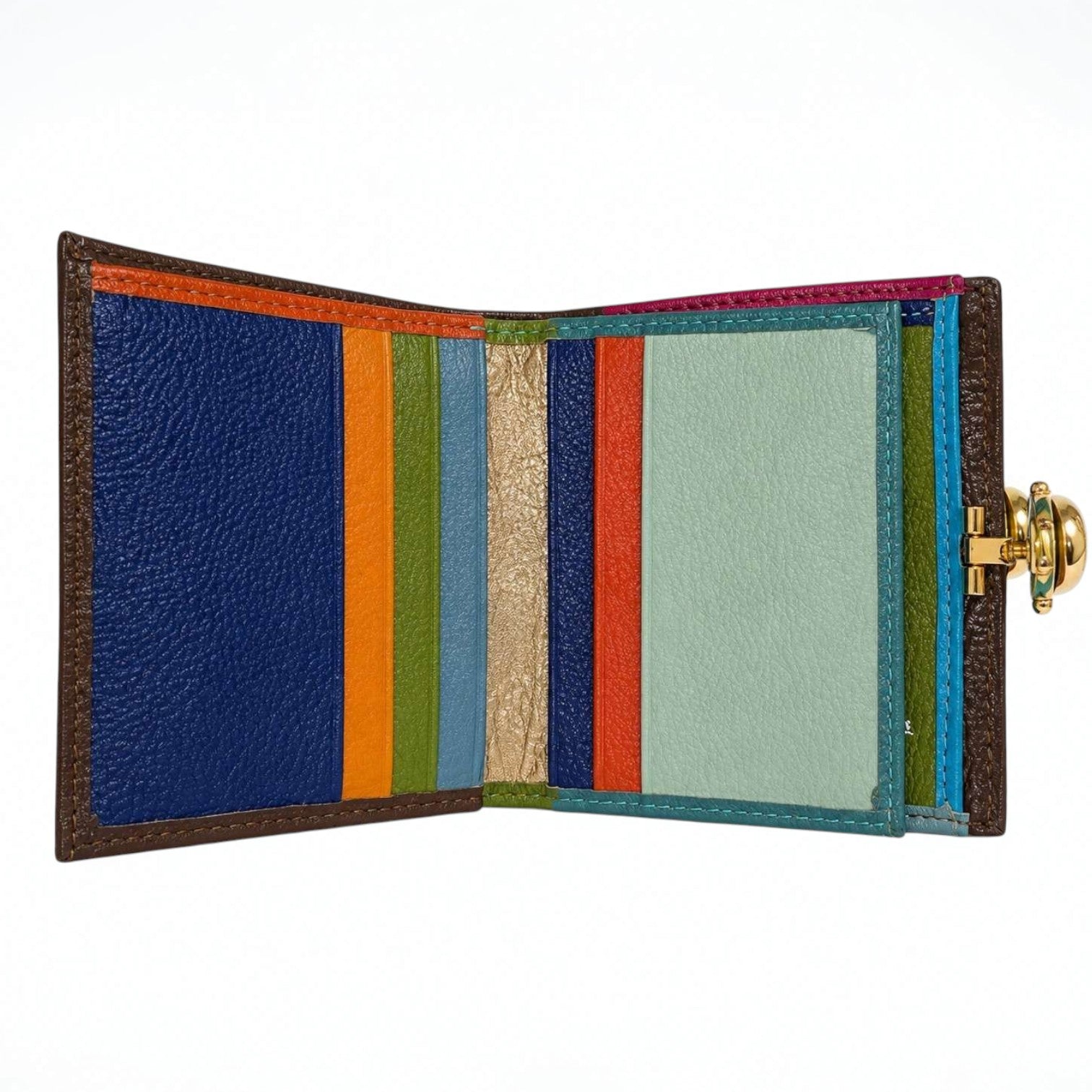 Portafoglio donna Pito’s|Bag Marinella in vera pelle multicolore con 12 slot porta tessere e chiusura dorata