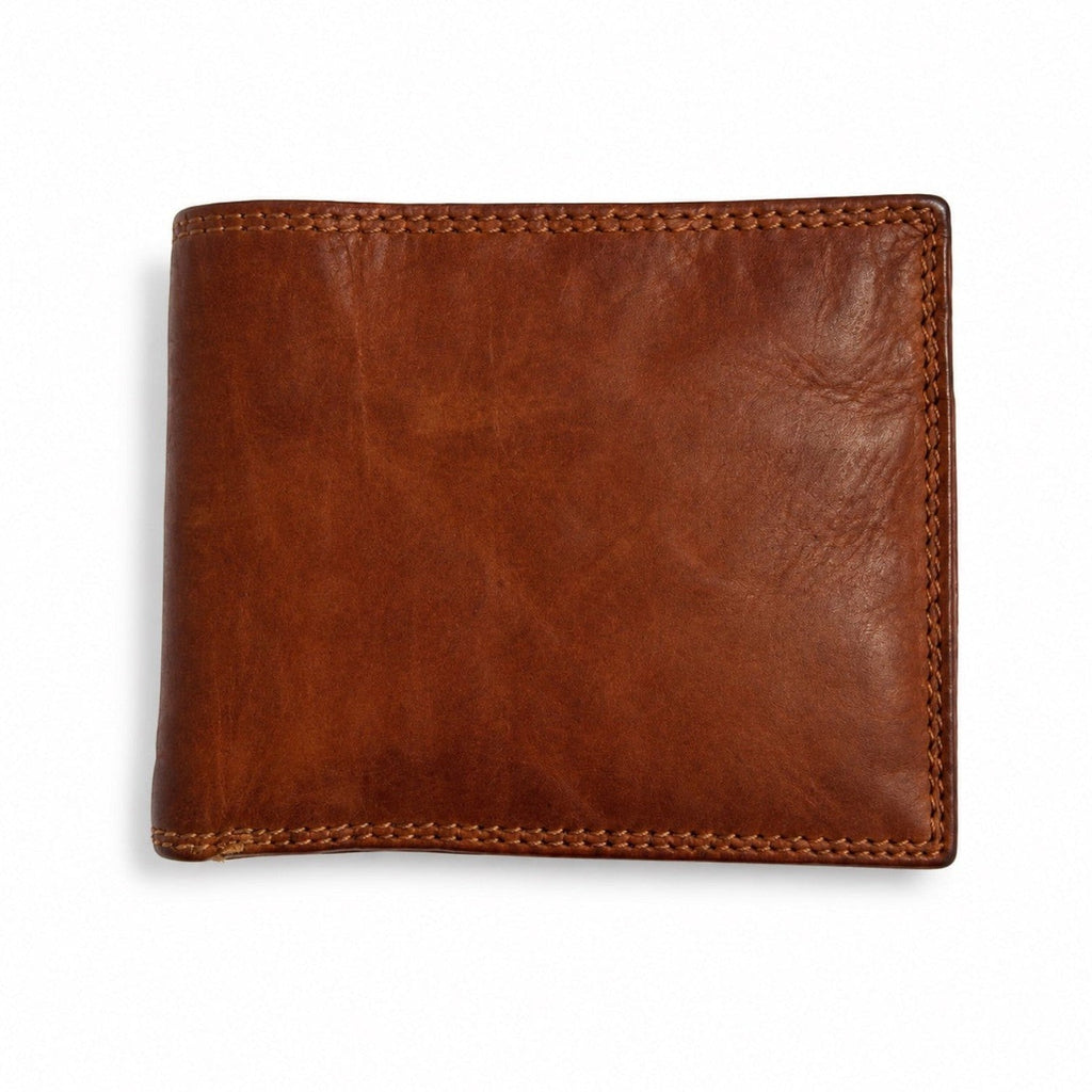Portafoglio uomo Pito’s|Bag in pelle di vitello marrone con finitura vintage e cuciture a vista