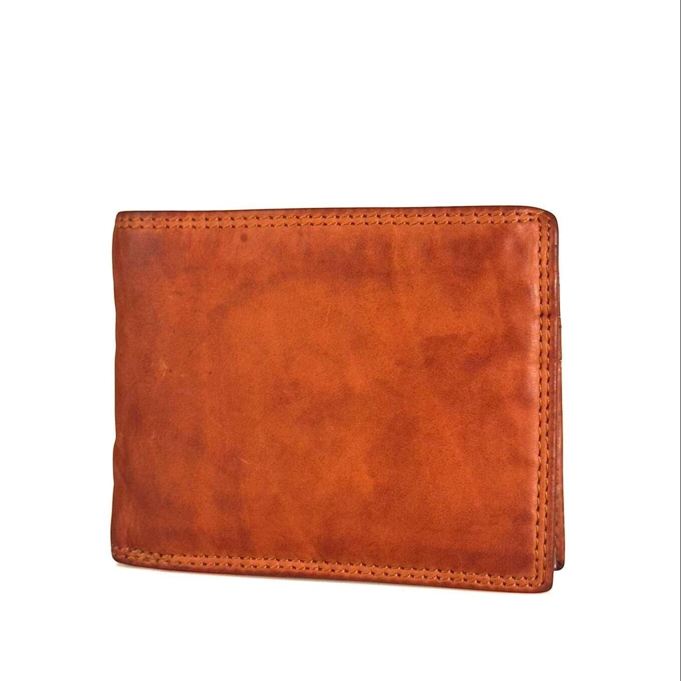 Portafoglio uomo Pito’s|Bag in pelle di vitello color cuoio con finitura vintage artigianale