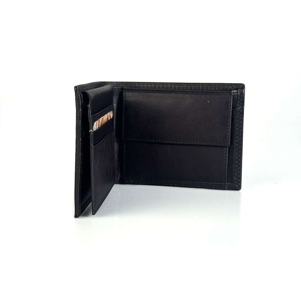 Portafoglio uomo Pito’s|Bag in pelle morbida nera, formato small con scomparti per tessere, banconote e portamonete.
