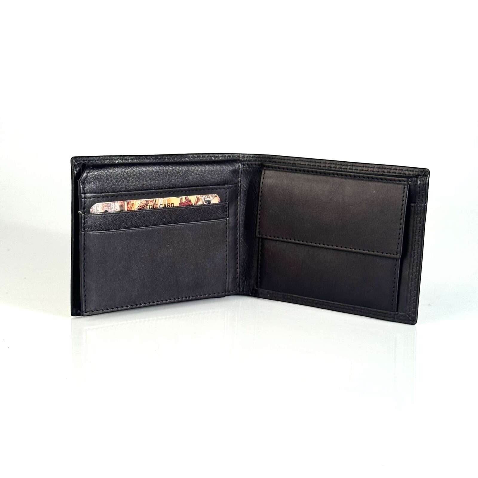 Portafoglio uomo Pito’s|Bag in pelle nera morbida, formato small con scomparti per tessere, banconote e portamonete.