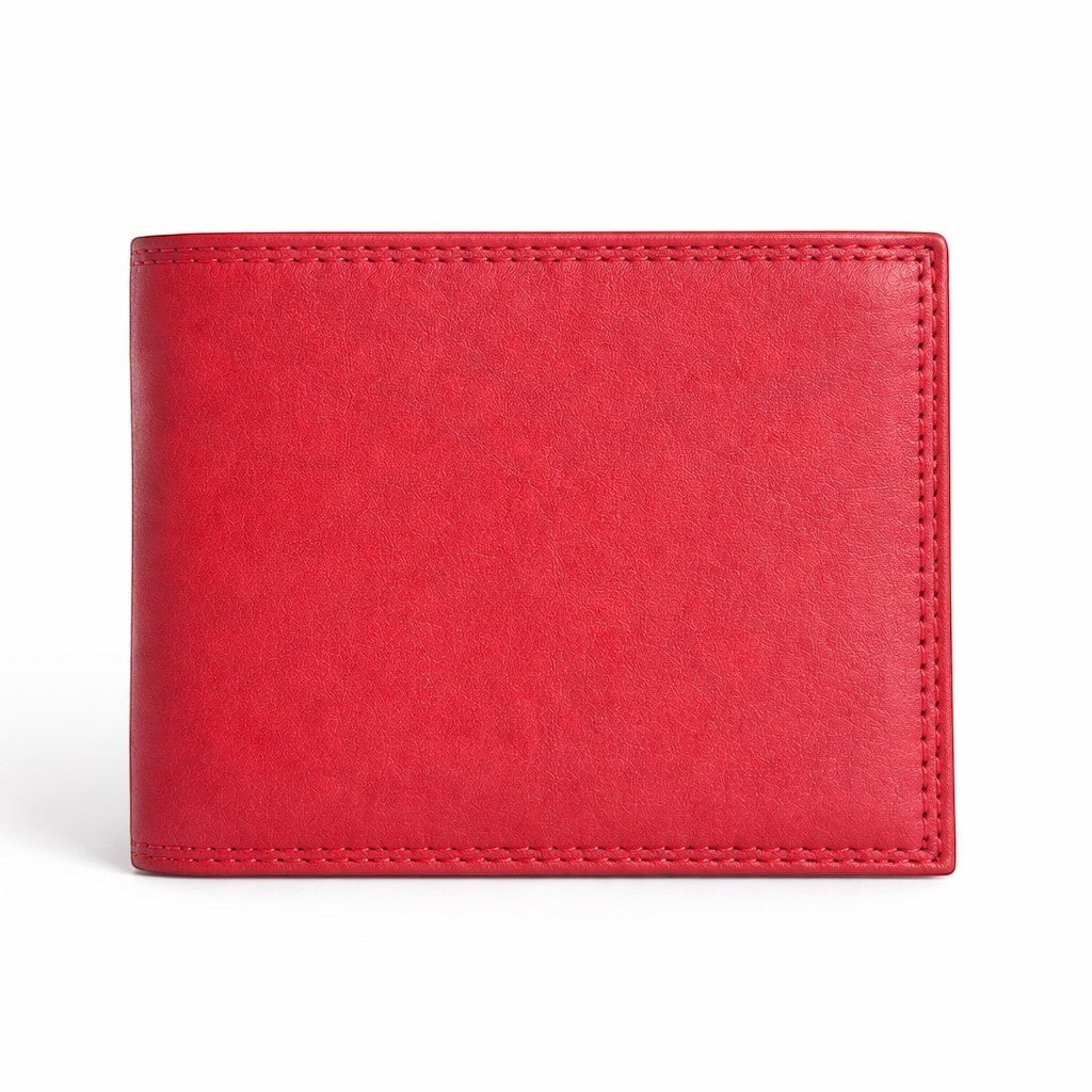 Portafoglio uomo Pito’s|Bag in morbida pelle nappa rossa con cuciture a vista, design slim e compatto.