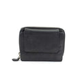 Portafoglio unisex Pito’s|Bag vintage in vera pelle di vitello lavata nera con chiusura a bottone e dettagli in ottone