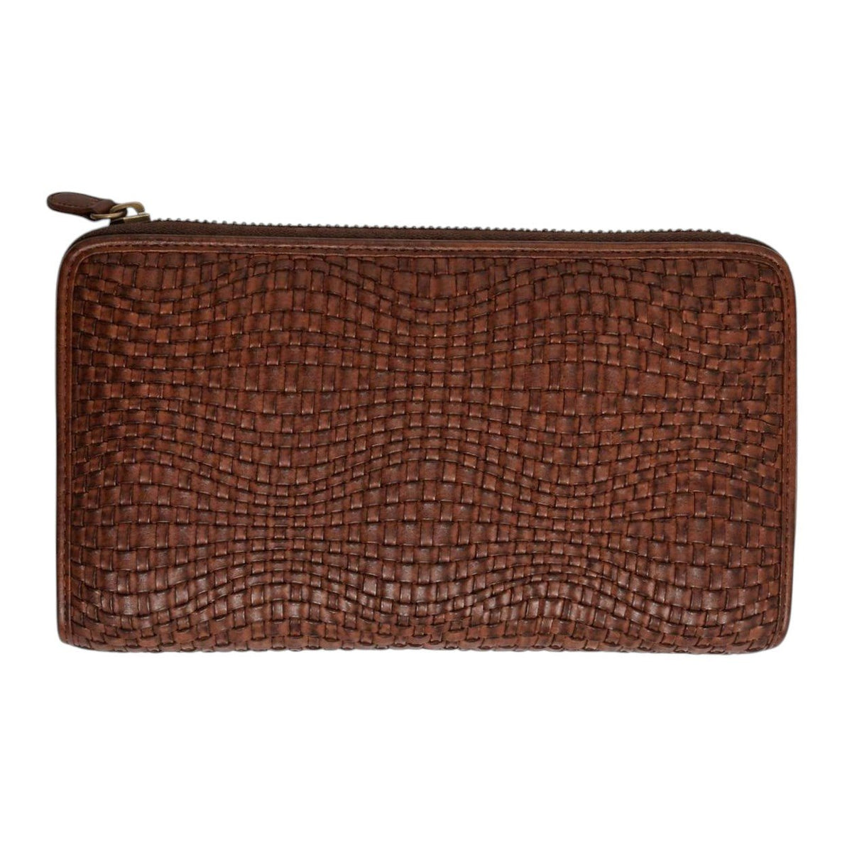 Portafoglio Donna Grande in Vera Pelle Intreccio Paglia Total Zip - Pito’s|Bag