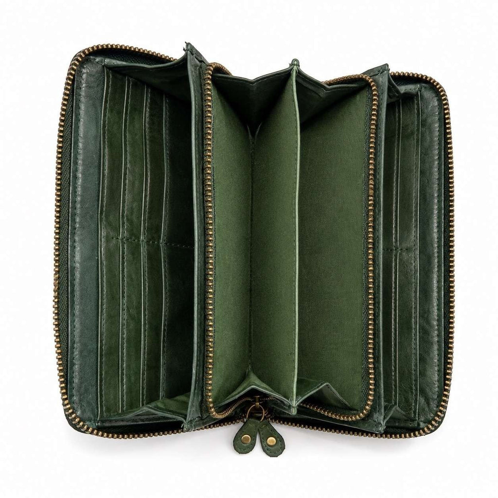 Portafoglio Donna Grande in Vera Pelle Intreccio Paglia Total Zip - Pito’s|Bag