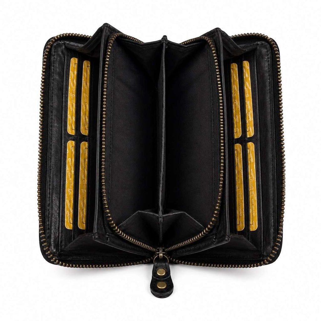 Portafoglio Donna Grande in Vera Pelle Intreccio Paglia Total Zip - Pito’s|Bag