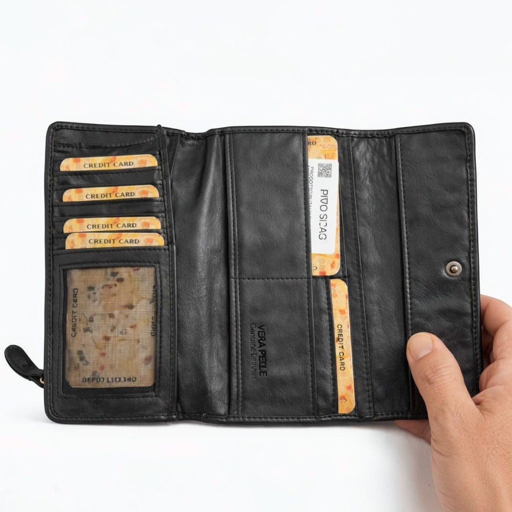 Portafoglio Donna Grande Vintage con zip esterna - Pito’s|Bag