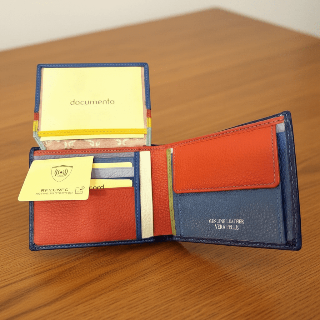 Portafoglio uomo in pelle martellata classico - colorato internamente - Pito’s|Bag
