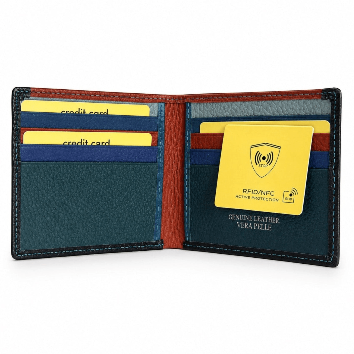 Portafoglio uomo pelle martellata mini - colorato internamente - Pito’s|Bag