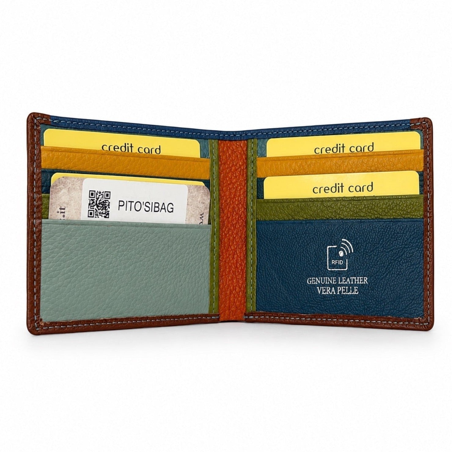 Portafoglio uomo pelle martellata mini - colorato internamente - Pito’s|Bag