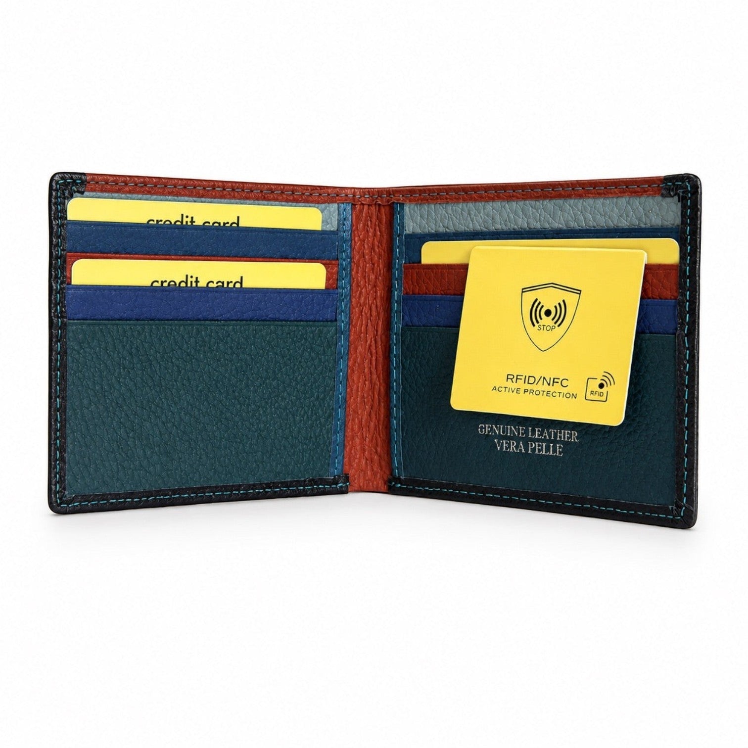 Portafoglio uomo pelle martellata mini - colorato internamente - Pito’s|Bag